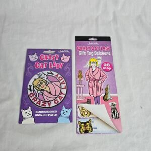 Crazy Cat Lady Patch & Gift Tag Stickers New